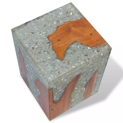 Stool Solid Teak Wood and Resin - Image 6