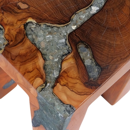 Stool Solid Teak Wood and Resin - Image 11