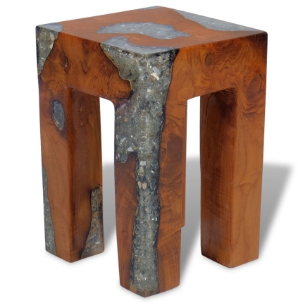 Stool Solid Teak Wood and Resin - Image 3
