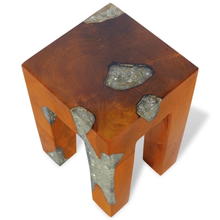 Stool Solid Teak Wood and Resin - Image 6