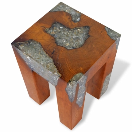Stool Solid Teak Wood and Resin - Image 8