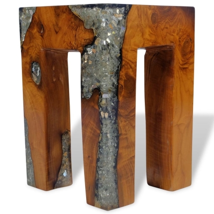 Stool Solid Teak Wood and Resin - Image 9