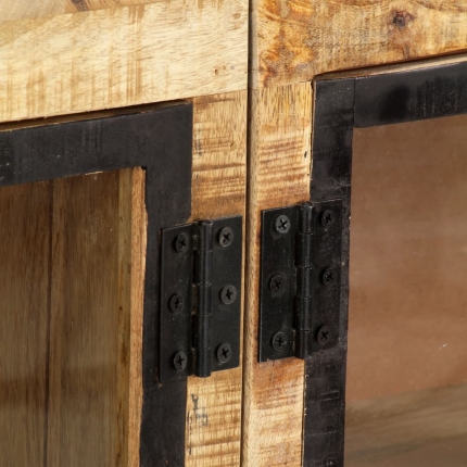 Sideboard Brown and Black 160x30x80 cm Solid Rough Mango Wood - Image 2