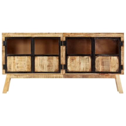 Sideboard Brown and Black 160x30x80 cm Solid Rough Mango Wood - Image 3