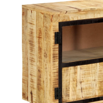 Sideboard Brown and Black 160x30x80 cm Solid Rough Mango Wood - Image 6