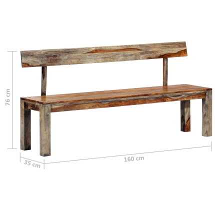Bench 160 cm Grey Solid Sheesham Wood - Image 10
