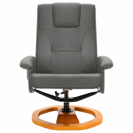Massage Chair with Foot Stool Grey Faux Leather - Image 4