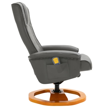 Massage Chair with Foot Stool Grey Faux Leather - Image 5
