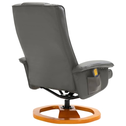 Massage Chair with Foot Stool Grey Faux Leather - Image 6