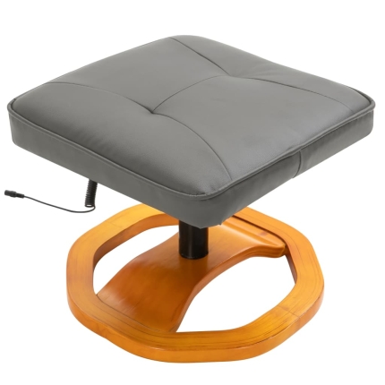 Massage Chair with Foot Stool Grey Faux Leather - Image 7