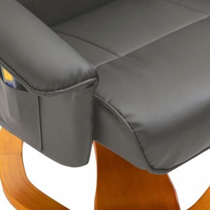 Massage Chair with Foot Stool Grey Faux Leather - Image 8