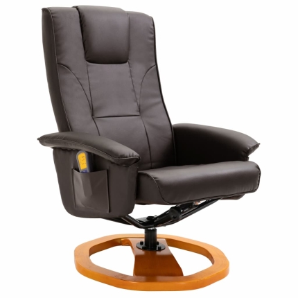 Massage Chair with Foot Stool Brown Faux Leather - Image 3