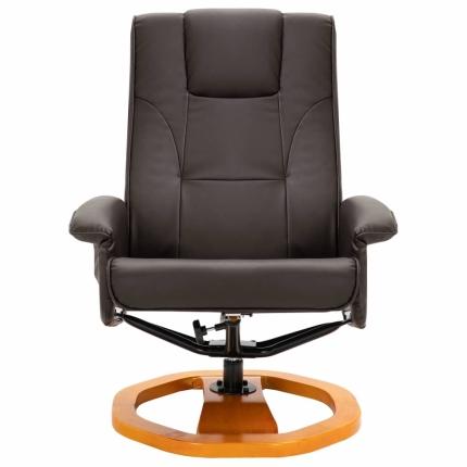 Massage Chair with Foot Stool Brown Faux Leather - Image 4