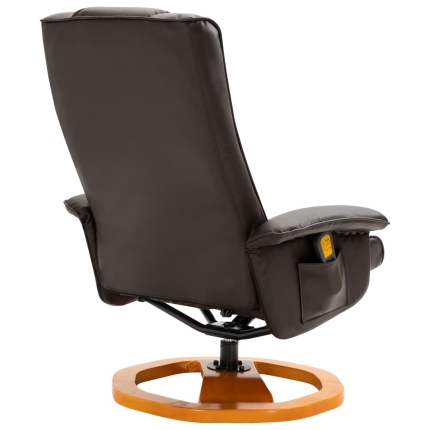Massage Chair with Foot Stool Brown Faux Leather - Image 6
