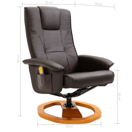 Massage Chair with Foot Stool Brown Faux Leather - Image 11