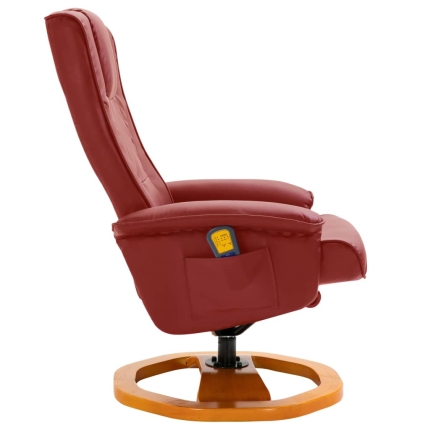 Massage Chair with Foot Stool Wine Red Faux Leather - Image 5