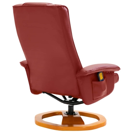 Massage Chair with Foot Stool Wine Red Faux Leather - Image 6