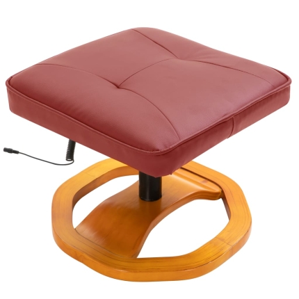 Massage Chair with Foot Stool Wine Red Faux Leather - Image 7