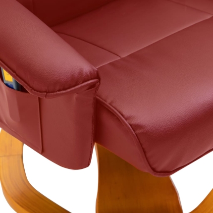 Massage Chair with Foot Stool Wine Red Faux Leather - Image 8