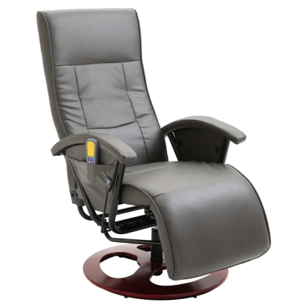 Massage Chair Grey Faux Leather - Image 2
