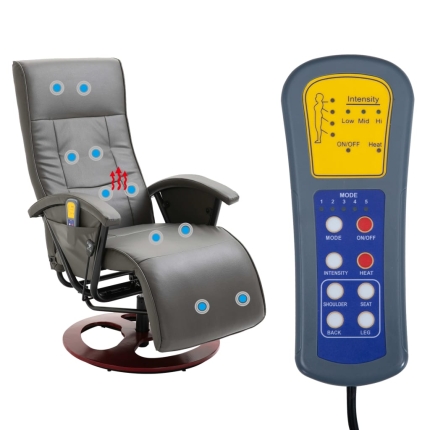 Massage Chair Grey Faux Leather - Image 9