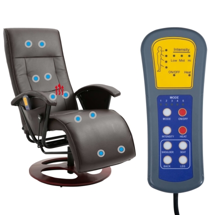 Massage Chair Brown Faux Leather - Image 9