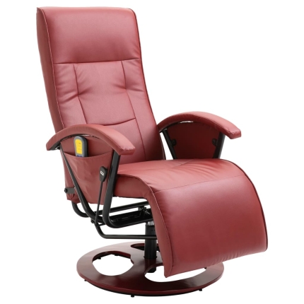 Massage Chair Wine Red Faux Leather - Image 2