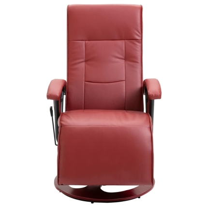 Massage Chair Wine Red Faux Leather - Image 3