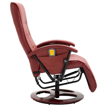 Massage Chair Wine Red Faux Leather - Image 4