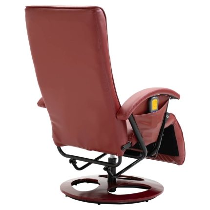 Massage Chair Wine Red Faux Leather - Image 5