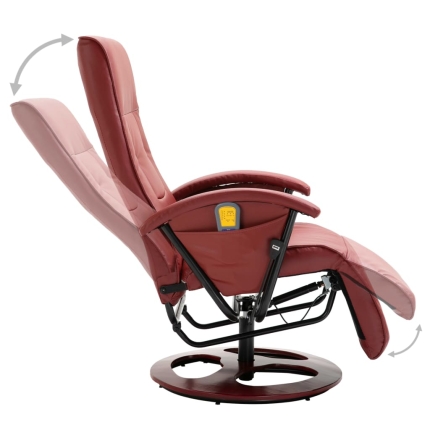 Massage Chair Wine Red Faux Leather - Image 6
