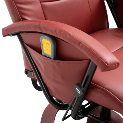 Massage Chair Wine Red Faux Leather - Image 7
