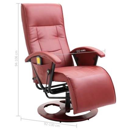 Massage Chair Wine Red Faux Leather - Image 11
