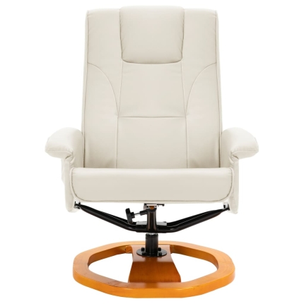 Massage Chair with Foot Stool Cream Faux Leather - Image 3