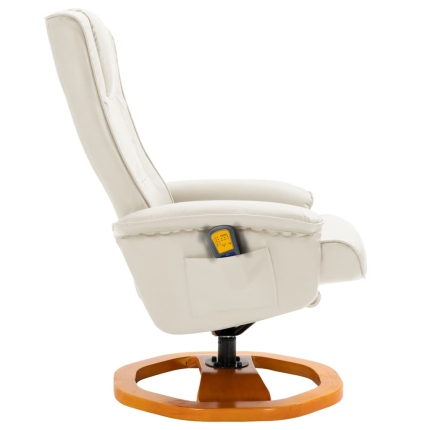 Massage Chair with Foot Stool Cream Faux Leather - Image 4
