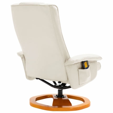 Massage Chair with Foot Stool Cream Faux Leather - Image 5