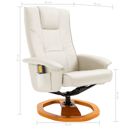 Massage Chair with Foot Stool Cream Faux Leather - Image 10