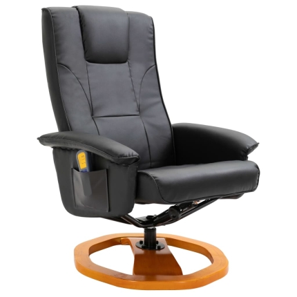 Massage Chair with Foot Stool Black Faux Leather - Image 3