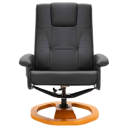 Massage Chair with Foot Stool Black Faux Leather - Image 4
