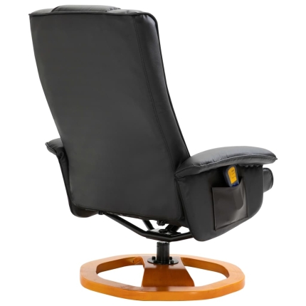 Massage Chair with Foot Stool Black Faux Leather - Image 6