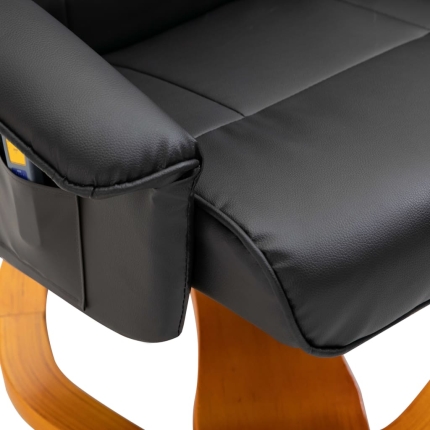 Massage Chair with Foot Stool Black Faux Leather - Image 8
