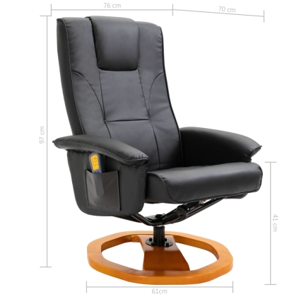 Massage Chair with Foot Stool Black Faux Leather - Image 11
