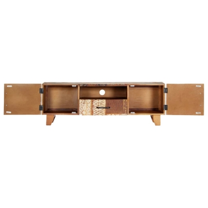 Hand Carved TV Cabinet 120x30x40 cm Solid Reclaimed Wood - Image 5