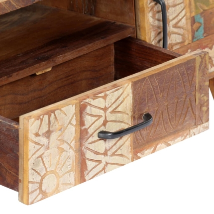 Hand Carved TV Cabinet 120x30x40 cm Solid Reclaimed Wood - Image 7