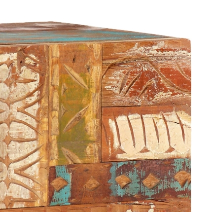 Hand Carved TV Cabinet 120x30x40 cm Solid Reclaimed Wood - Image 8