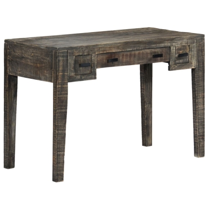 Desk Black 110x50x75 cm Solid Mango Wood - Image 2
