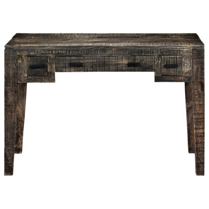 Desk Black 110x50x75 cm Solid Mango Wood - Image 3