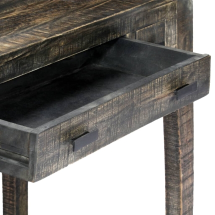 Desk Black 110x50x75 cm Solid Mango Wood - Image 5