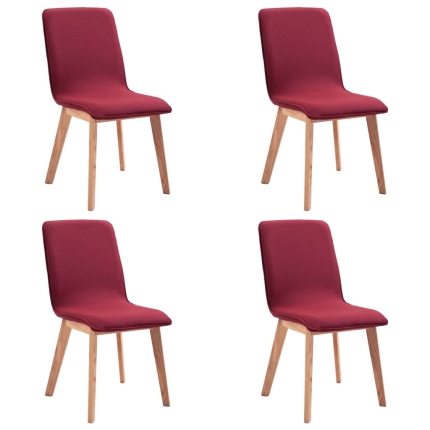 Dining Chairs 4 pcs Red Fabric - Image 2