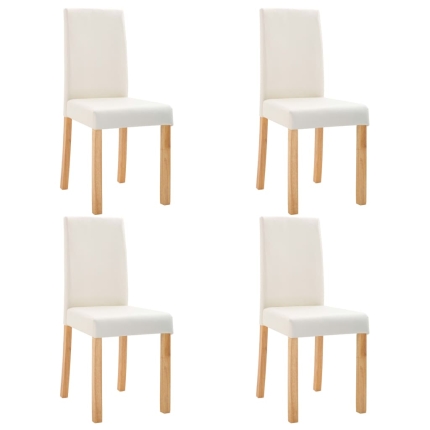 Dining Chairs 4 pcs Cream Faux Leather - Image 2